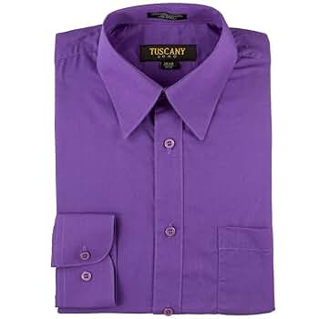 トップス purple solid dress shirt long sleeve G-Style USA Men's Regular Fit Long Sleeve Solid Color Dress